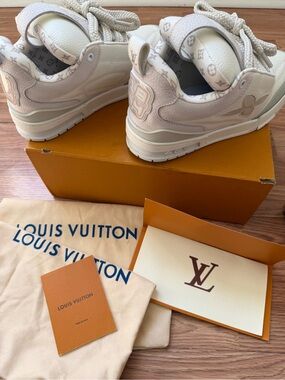 Louis Vuitton Cream and White Monogram Low-Top Sneakers